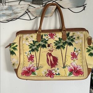 Vintage Tropical Print Tote Bag